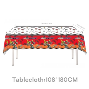 Waterproof motocross theme tablecloth measuring 108x180cm for boys birthday party decor