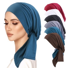 Close-up of elastic braided turban hat in multiple colors for women