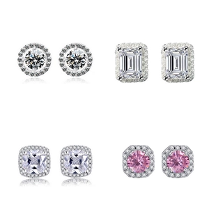 Sparkling butterfly zircon stud earrings set with multiple cut shapes in silver finish