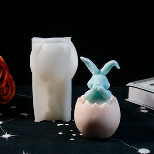 Stampo in silicone per candele a forma di uovo di coniglio e decorazioni in gesso