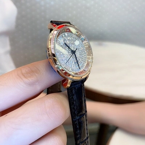 Detailed macro view of the rose gold watch case with a full diamond-encrusted dial