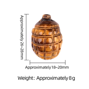 Tiger eye stone hand grenade figurine carving with dimensions and weight specs