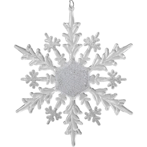 Sparkling silver acrylic snowflake ornament with glitter finish for Christmas tree decor