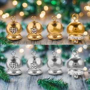 Stainless Steel Bell Charms Rhinestone Heart Star Pendants For DIY Jewelry Making Bracelet Necklace Accessories