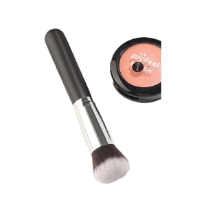 Professional round head powder brush and peach blush set with soft synthetic bristles