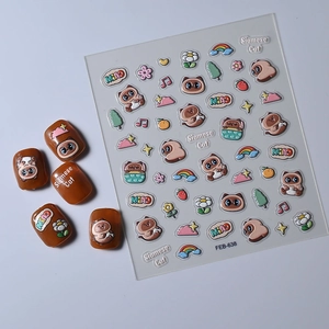 Cute Japanese style 5D embossed Siamese cat nail art stickers with 3D relief design