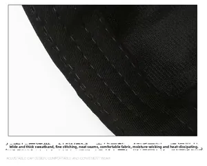 Detail of widened sweatband and neat stitching on black brimless docker hat