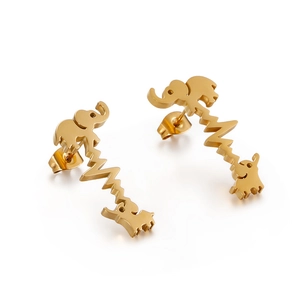 Elephant Heartbeat EKG Pulse Stud Earrings Stainless Steel Minimalist Cute Animal Fashion Jewelry For Women Girls