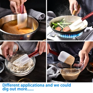 3-piece silicone spatula set for baking and cooking with heat-resistant long handles