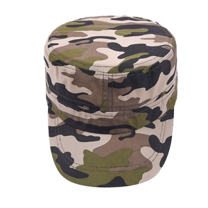 Classic jungle camouflage cadet cap with durable cotton fabric and flat top design