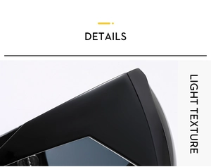 Close-up of sleek black wraparound sunglasses frame with glossy finish and hinges