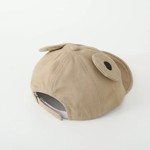 Cute khaki baby baseball cap with animal ears and adjustable strap for sun protection