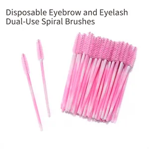 50pcs disposable pink mascara wands with gradient handles for eyelash extensions