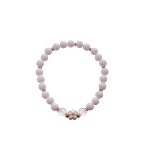 Three-piece set of acrylic beaded flower bracelets in elegant French vintage style