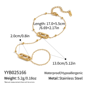 Tableau des tailles détaillé pour bracelet bague en acier inoxydable doré et zircon