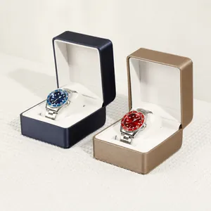 Business PU-Leder Einzelne Uhrenbox Mit Flanellfutter Schützender Uhren-Aufbewahrungs-Organizer Für Geschenkverpackungen