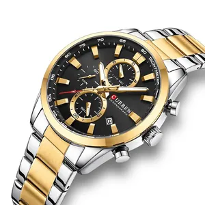 Men Chronograph Watch Alloy Case Stainless Steel Band Date Display Waterproof Tachymeter Business Casual Luxury