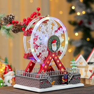 Luminous rotating Christmas Ferris wheel music box with LED lights and warm festive decor
