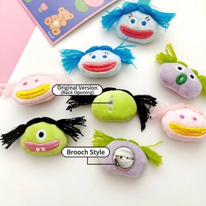 Funny cartoon plush brooch doll accessories in colorful soft fabric for DIY crafts
