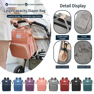Diaper Bag Backpack Waterproof Oxford Cloth Folding Portable Baby Bed Multifunctional Travel Baby Care Organizer Large Capacity