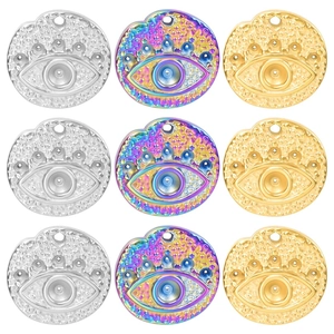 Evil Eye Round Pendant Stainless Steel Vacuum Plated DIY Jewelry Making Accessory Fashion Relief Texture Charm