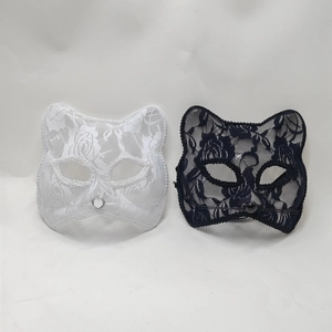 Sexy Cat Half Face Mask Lace Plastic Halloween Masquerade Party Cosplay Costume Retro Gothic Mystery Decorative