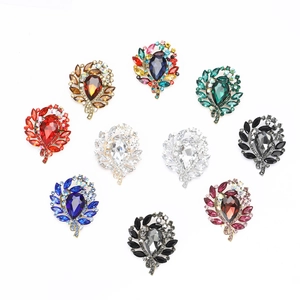 Vintage Alloy Rhinestone Leaf Floral Brooch Elegant Crystal Breastpin For Women Wedding Party Fashion Jewelry Accessory