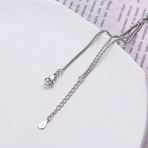 Detail of S925 sterling silver double-layer bracelet with lobster clasp and extender
