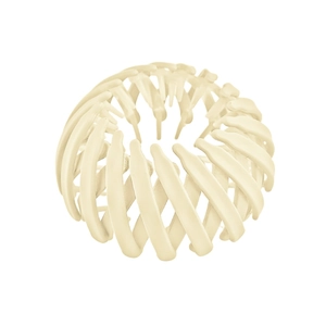 Detail view of cream-white bird nest hair clip with expandable resin claw design