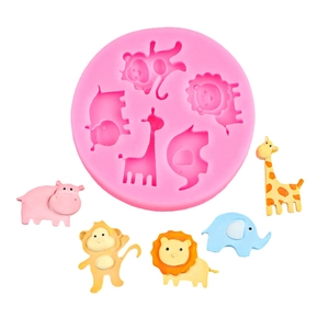 Animal Shape Silicone Mold Giraffe Lion Elephant Monkey Hippo For Chocolate Fondant Resin Crafting DIY Cake Decoration