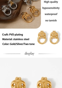 Detailed macro of waterproof PVD plated stainless steel knot earrings in gold and silver