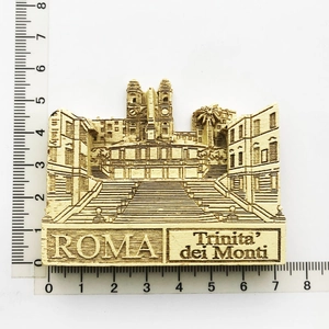 Detailed view of Rome Trinita dei Monti resin fridge magnet with scale measurements