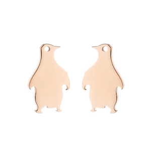 Cute penguin stud earrings in rose gold finish for women minimalist animal jewelry