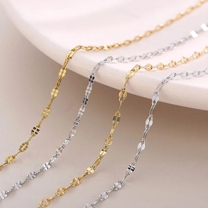 Minimalist Lip Chain Necklace Stainless Steel Shimmering Clavicle Bare Chain Jewelry For Women Elegant Embossed Link