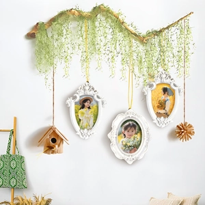 Mini Photo Frame Christmas Tree Hanging Ornaments Vintage Resin Baroque Style European Decoration For Family Pictures