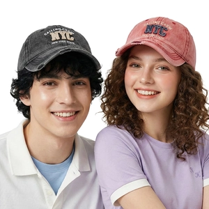Washed Cotton Baseball Cap Retro NYC Sailing Crew Distressed Sunshade Hat For Men Women Adjustable Streetwear