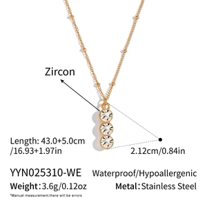 Detailed size specifications for waterproof zircon stainless steel Y-necklace in gold