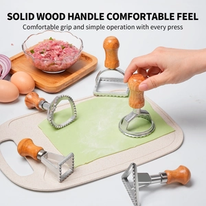 7-piece pasta cutter set with wooden handles for making dumplings and cookies