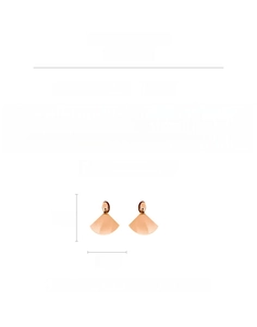 Detailed view of brushed gold fan-shaped earrings with size and weight specifications