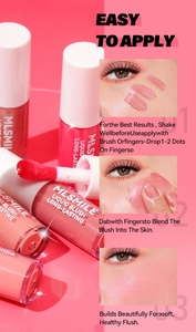 Guide d'application en trois étapes pour blush liquide durable avec instructions claires