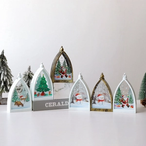 Set of 6 Christmas LED lanterns featuring Santa and reindeer for festive tabletop decoration