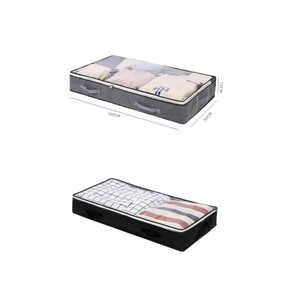 Large 100x50x15cm underbed storage bags in grey and black with clear windows and handles