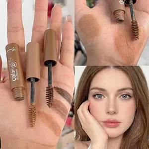 Three-color waterproof eyebrow gel kit with spiral brush for natural 3D brow styling