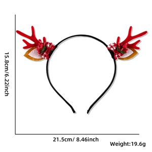 Christmas reindeer antler headband with size dimensions 15.8cm height and 21.5cm width