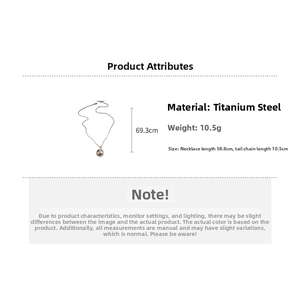 Detailed size chart for stainless steel sphere pendant necklace with length measurements