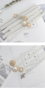 Détails de ceintures en perles avec boucles décoratives en strass en forme d'abeille et fleur