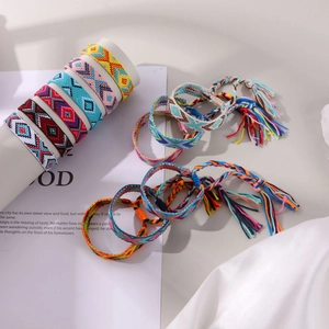 Colorful Handmade Braided Friendship Bracelets Cotton Rope Bohemian Ethnic Style Adjustable Woven Wristband Jewelry Gift