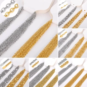 Set of 45cm gold and silver stainless steel DIY chains for jewelry making supplies