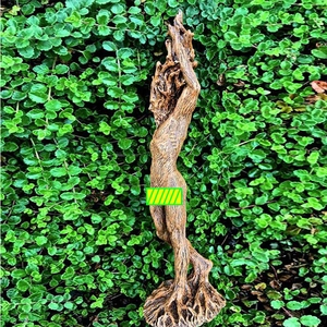 Detailed forest goddess tree spirit sculpture handcrafted from resin with wood grain finish