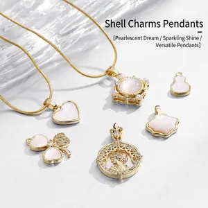 Pendants 18K Gold Plated Brass Mother Of Artificial Pearl Shell Butterfly Heart Clover Shapes DIY Jewelry Making Findings Accessories